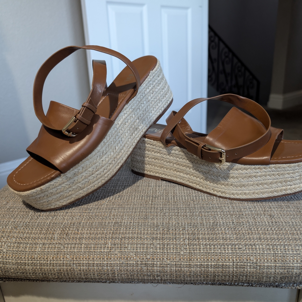 Zara Brown Platform Sandals w Ankle Strap